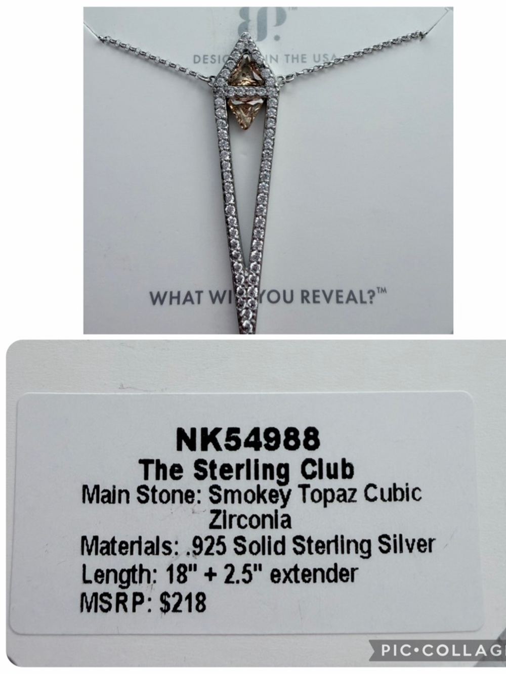 Smoky Topaz Cubic Zirconia Sterling Silver Pendant Necklace - Silver